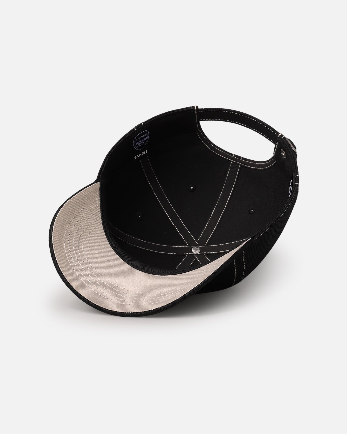 47 Brand Arsenal FC 'Contrast Stitch' 47 Clean Up Strapback Black/Bone
