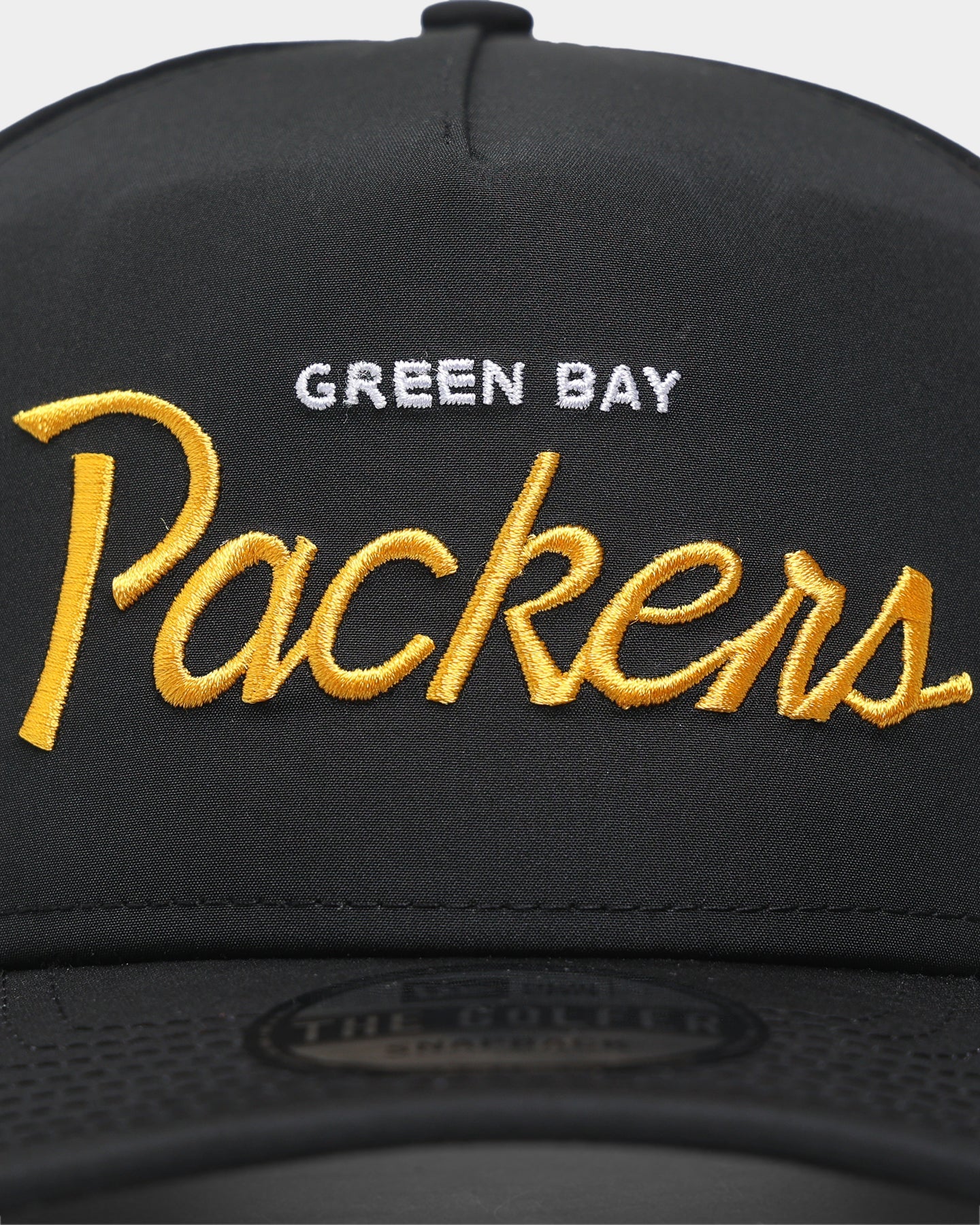 New Era Green Bay Packers 'Black Team Script' Prolight Old Golfer Snapback Black
