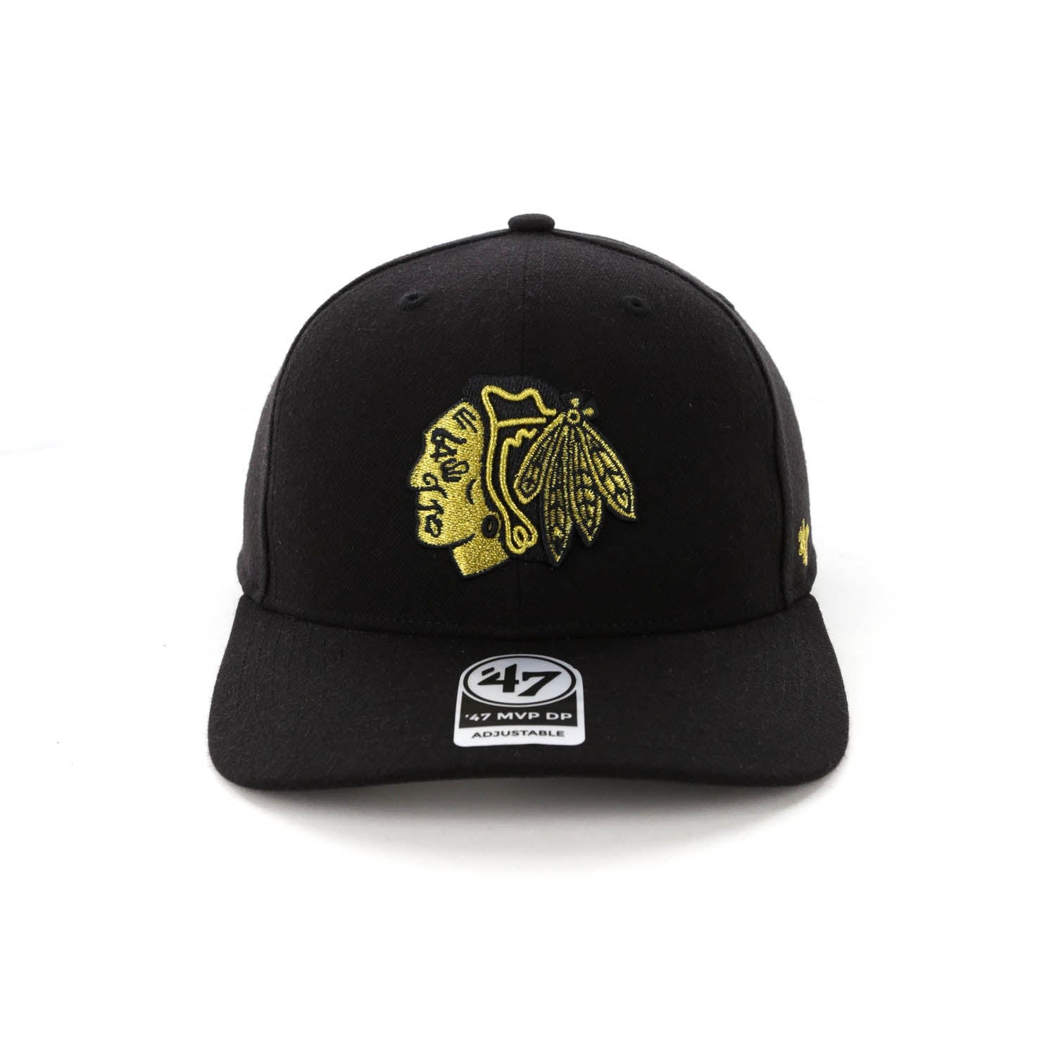 47 Brand Blackhawks CZ Metallic MVP DP Strapback Black/Gold