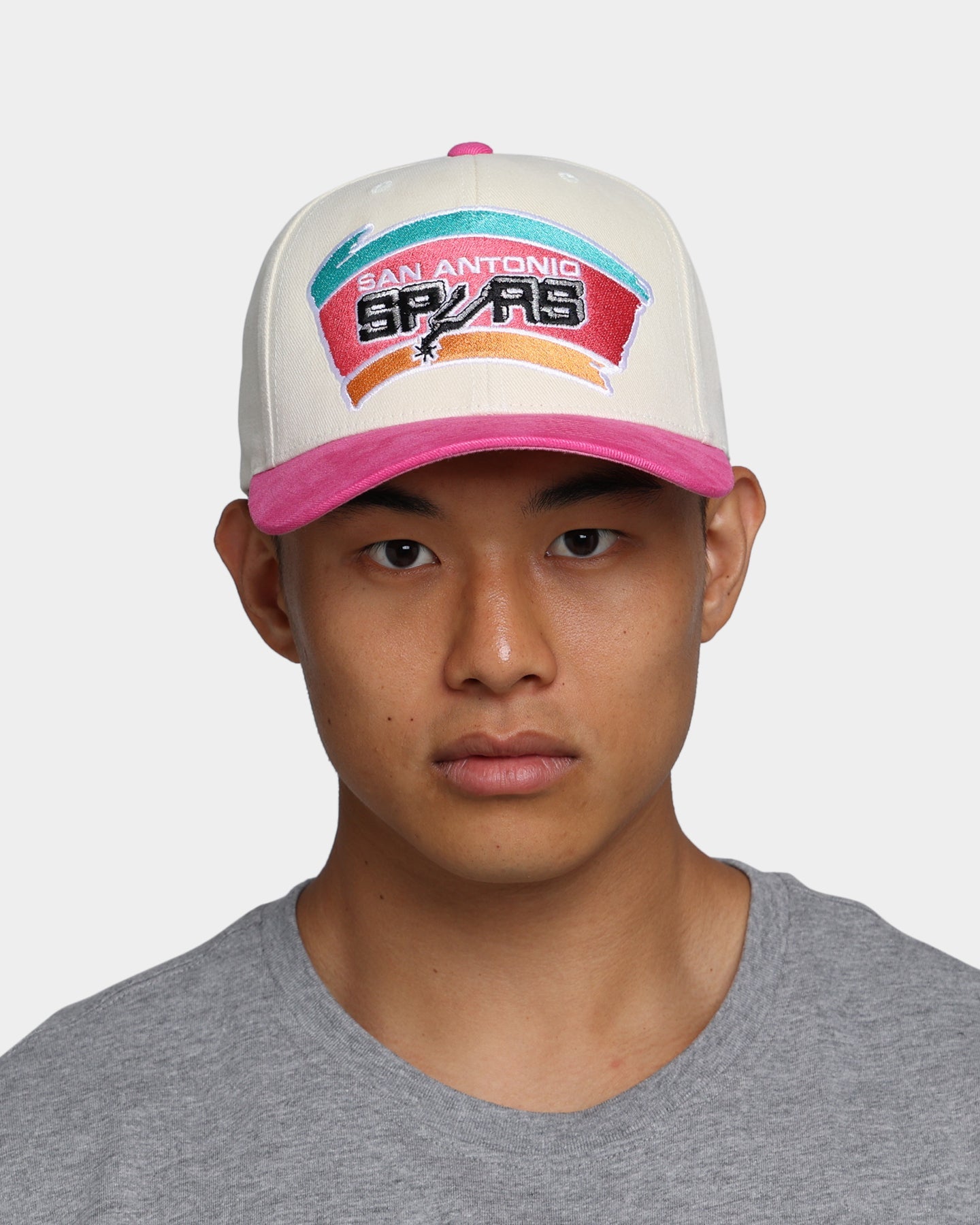 Mitchell & Ness San Antonio Spurs Pro Crown Snapback Off White/Pink