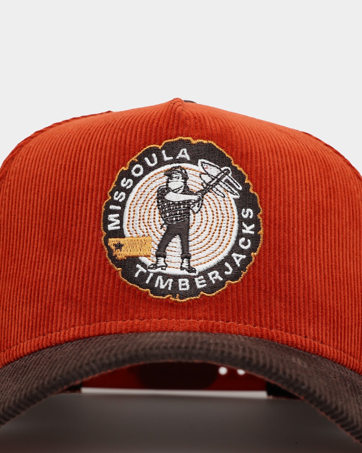 New Era Missoula Timberjacks 'Pumpkin Spice Corduroy' 9FORTY A-Frame Snapback Copper/Brown