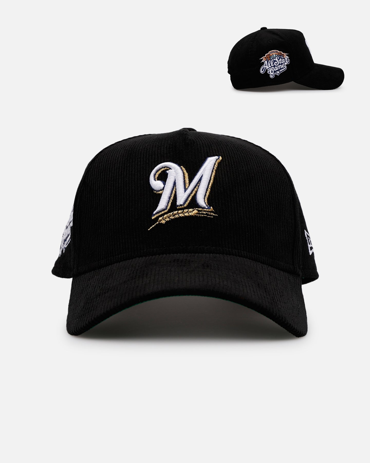New Era Milwaukee Brewers 'Black Cord' 9FORTY A-Frame Corduroy Snapback Black