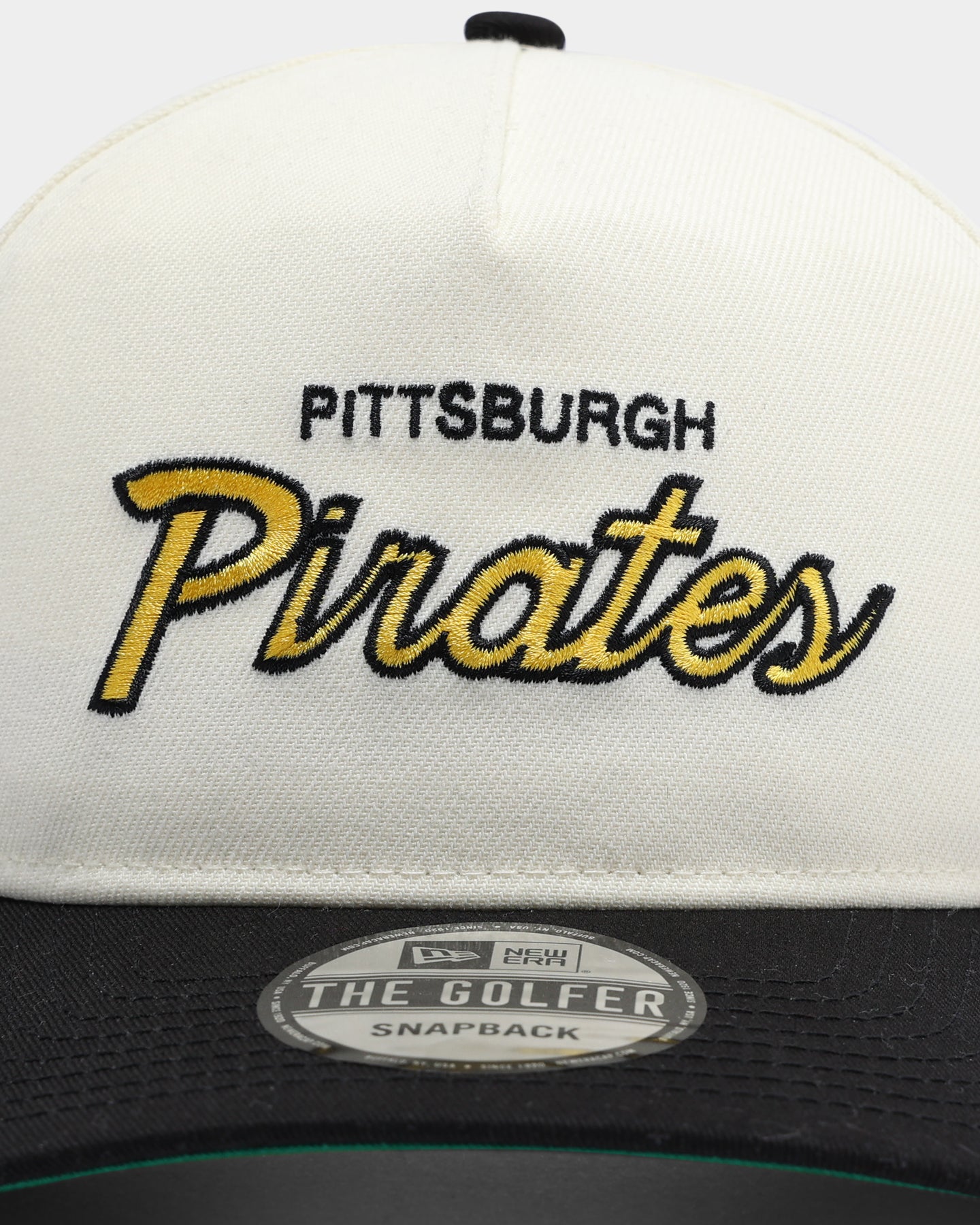New Era Pittsburgh Pirates Off White Script Old Golfer Snapback Off White