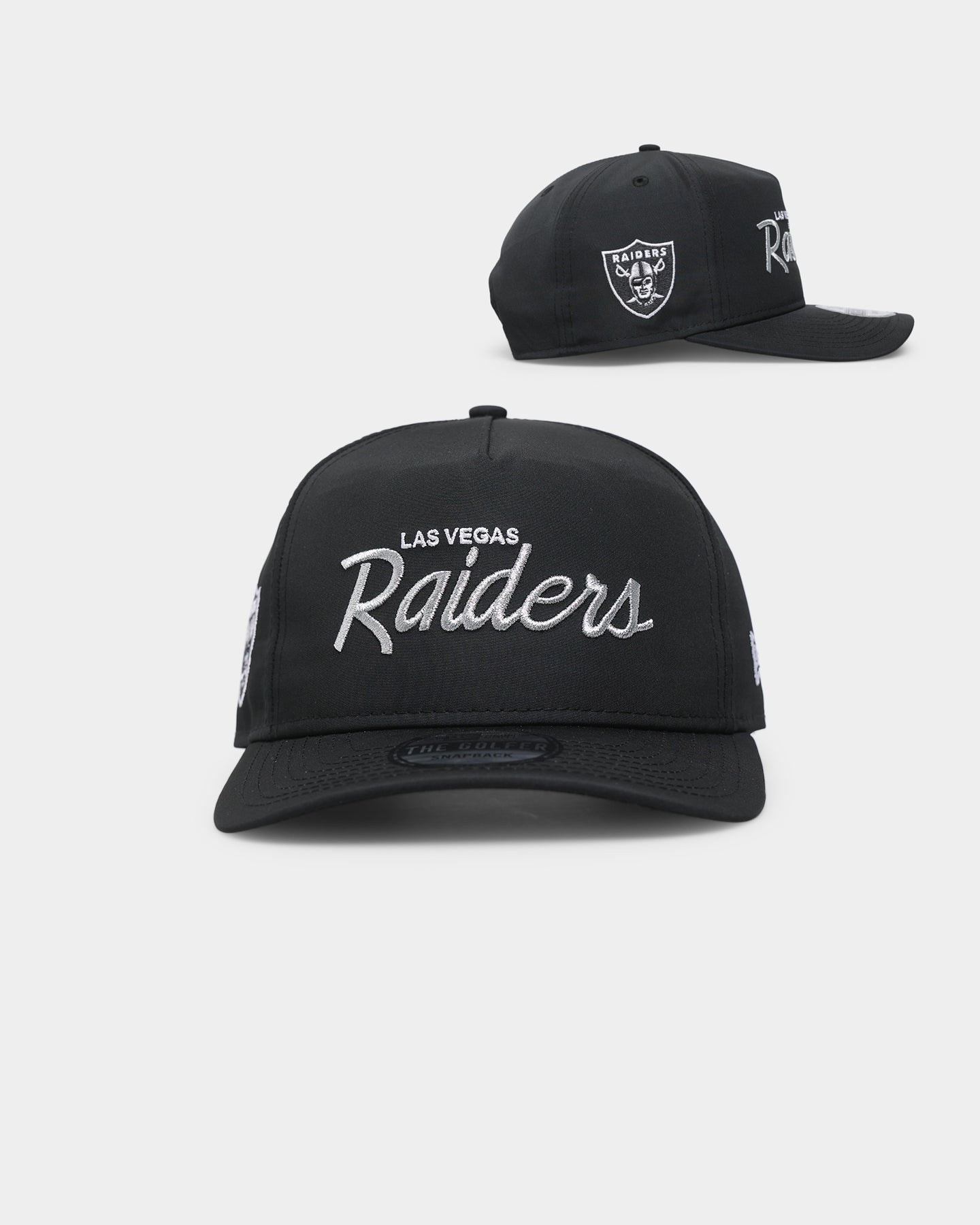 New Era Las Vegas Raiders 'Black Team Script' Prolight Old Golfer Snapback Black