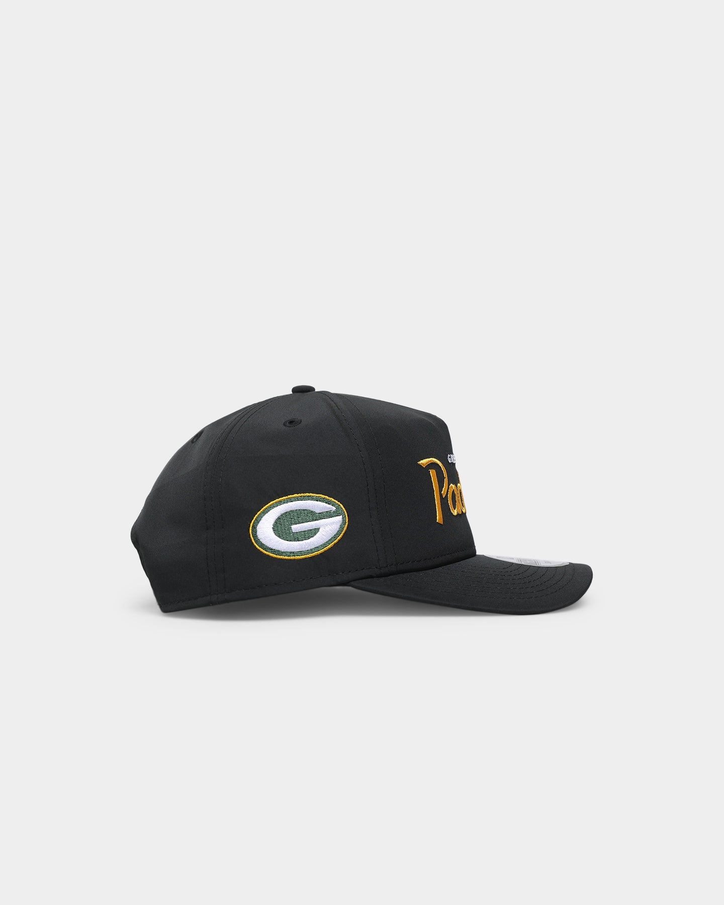 New Era Green Bay Packers 'Black Team Script' Prolight Old Golfer Snapback Black