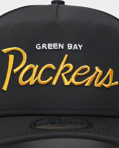 New Era Green Bay Packers 'Black Team Script' Prolight Old Golfer Snapback Black