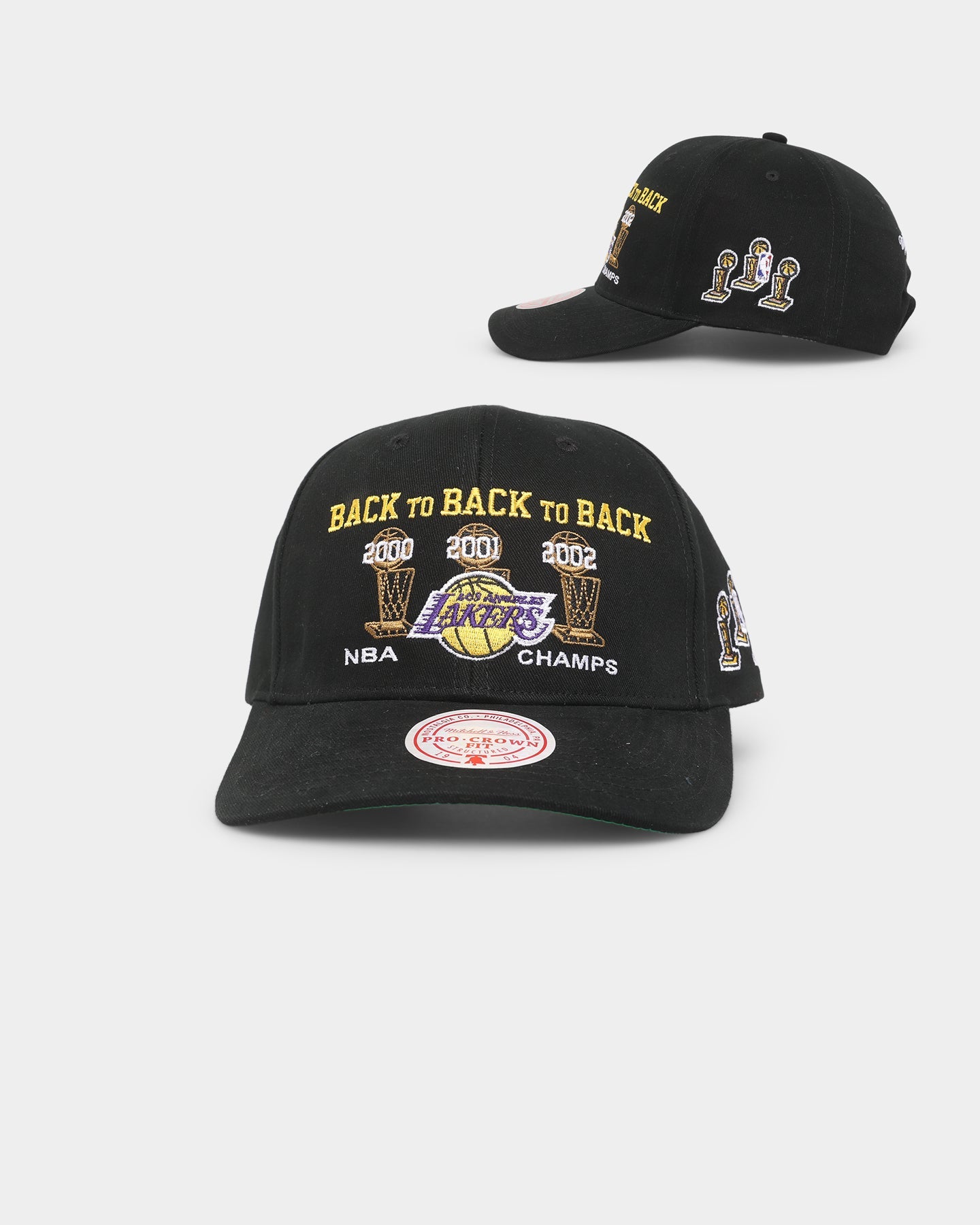 Mitchell & Ness Los Angeles Lakers 'Back To Back' Pro Crown Snapback Black
