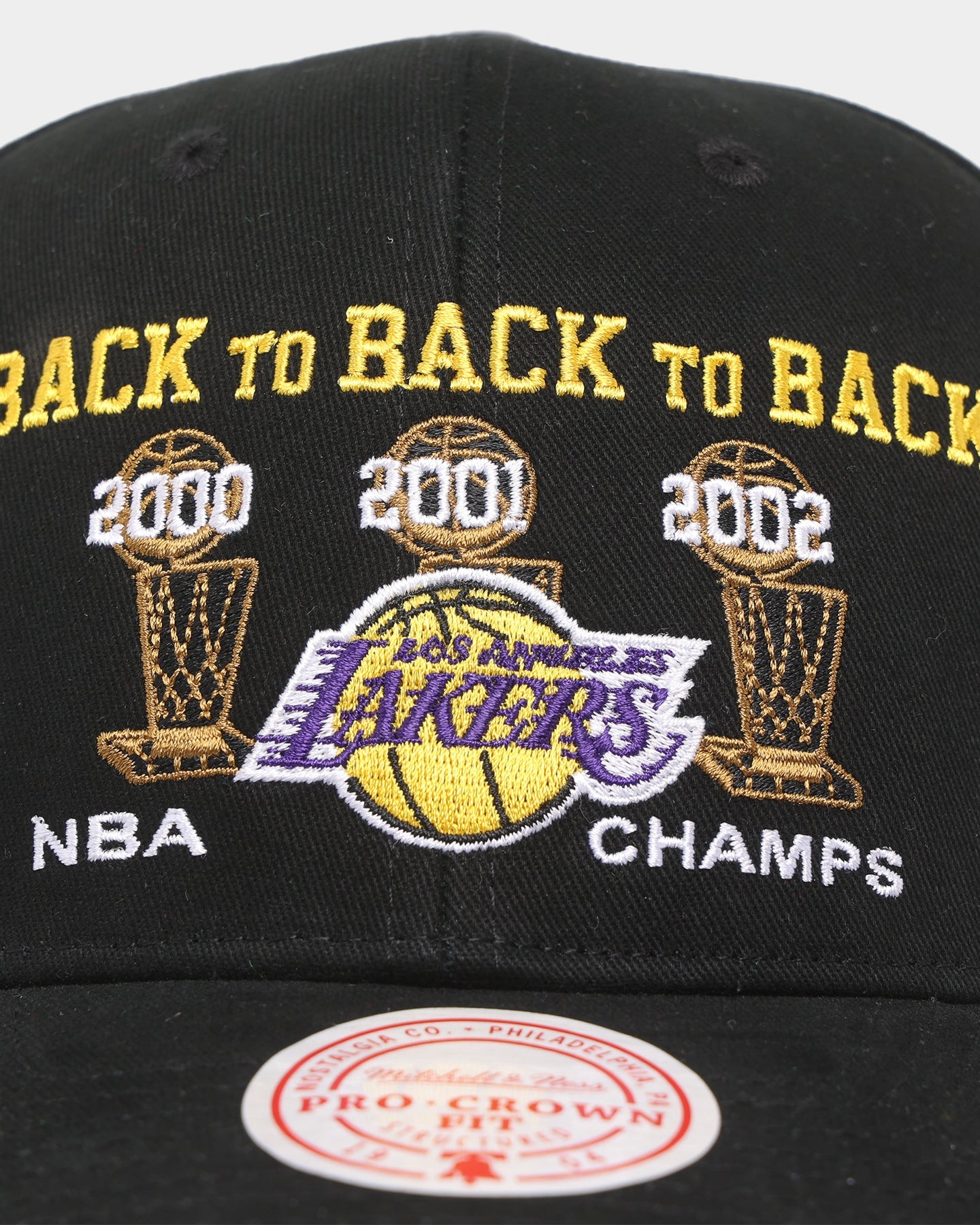 Mitchell & Ness Los Angeles Lakers 'Back To Back' Pro Crown Snapback Black