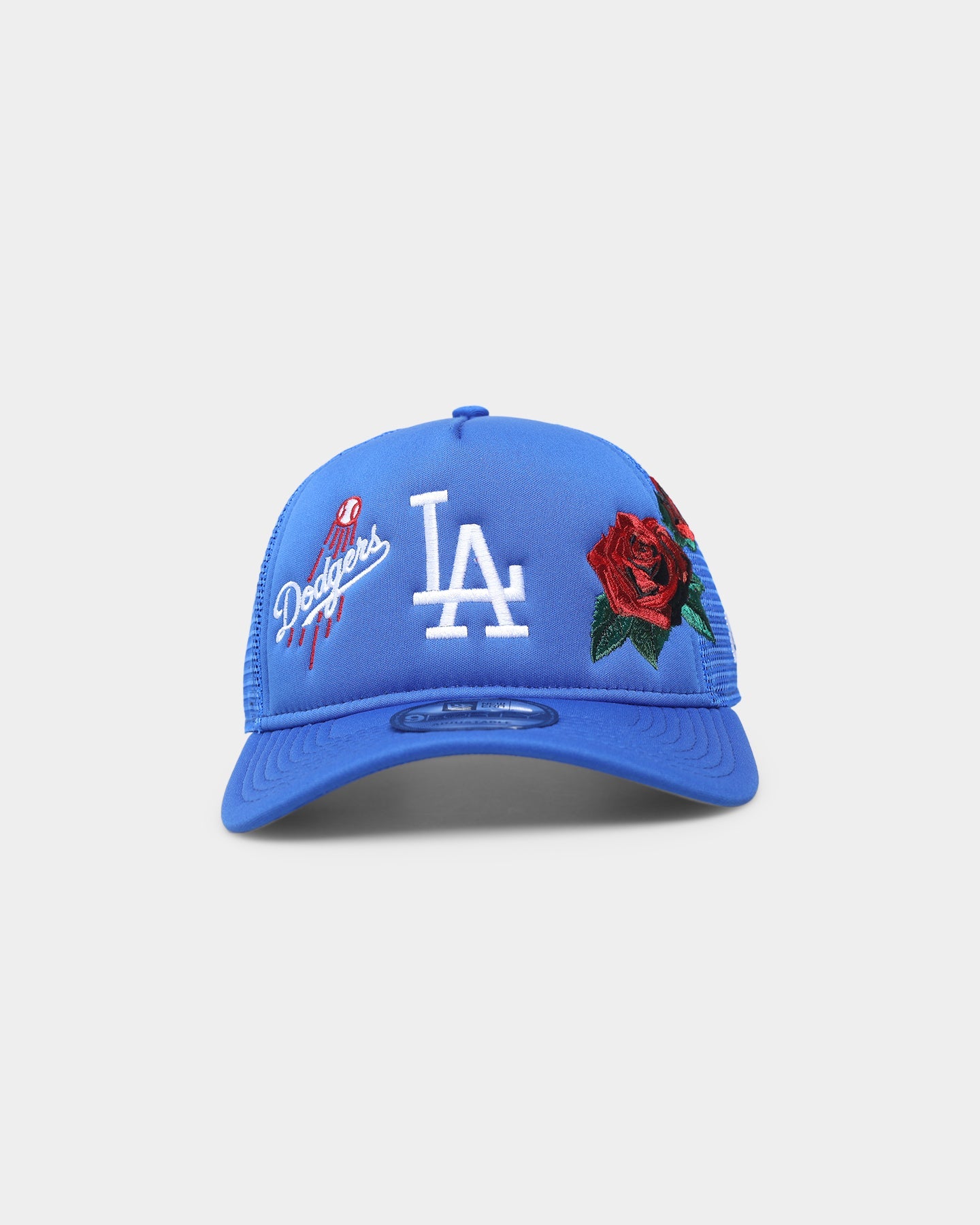 New Era Los Angeles Dodgers Rose Emblem Trucker Snapback Blue