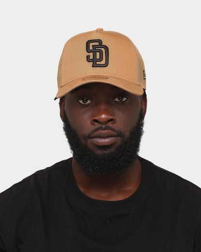 New Era San Diego Padres 'Wheat' 9FORTY A-Frame Trucker Snapback Wheat/Black