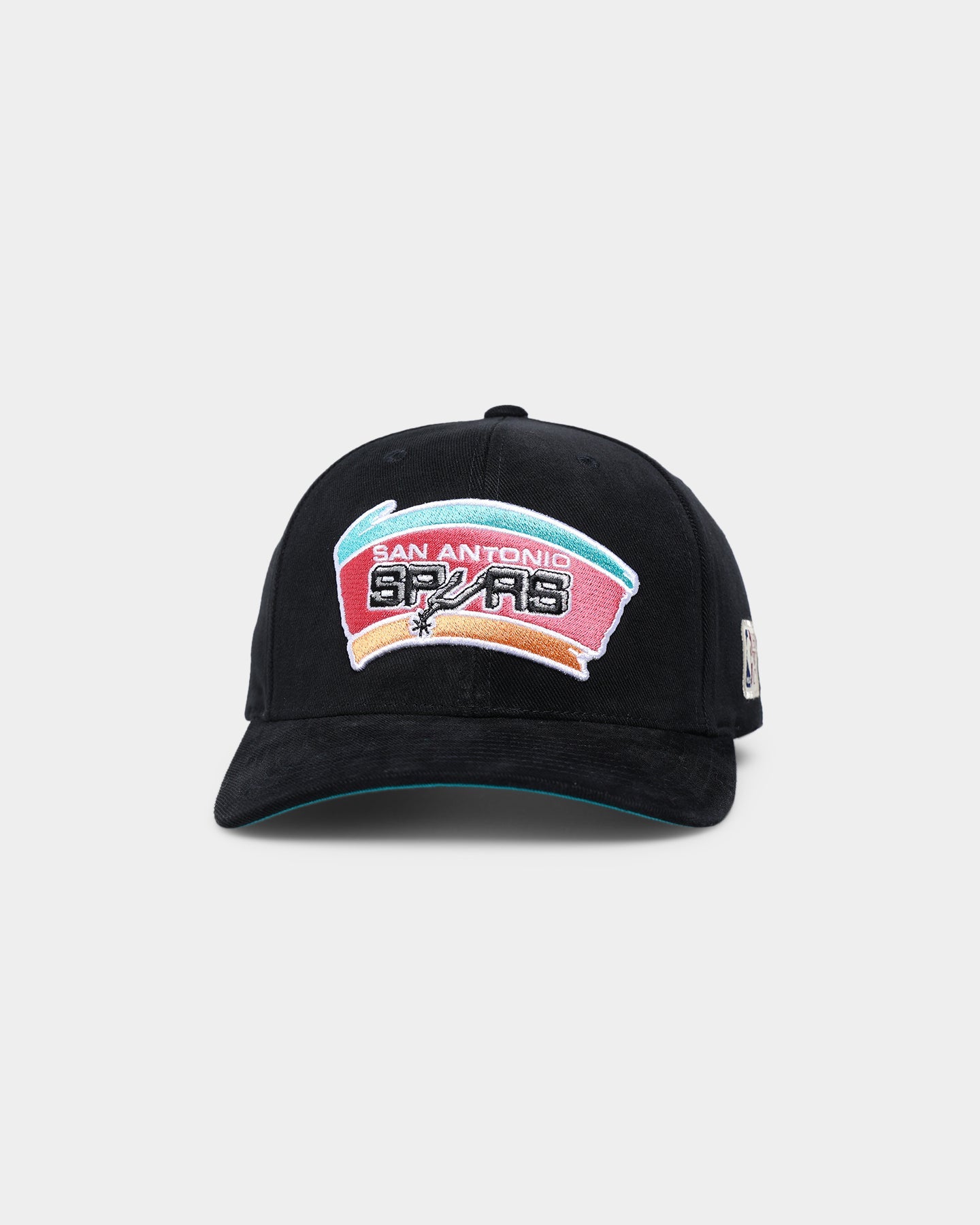 Mitchell & Ness San Antonio Spurs Hard Wood Classics Logo Pro Crown Snapback Black