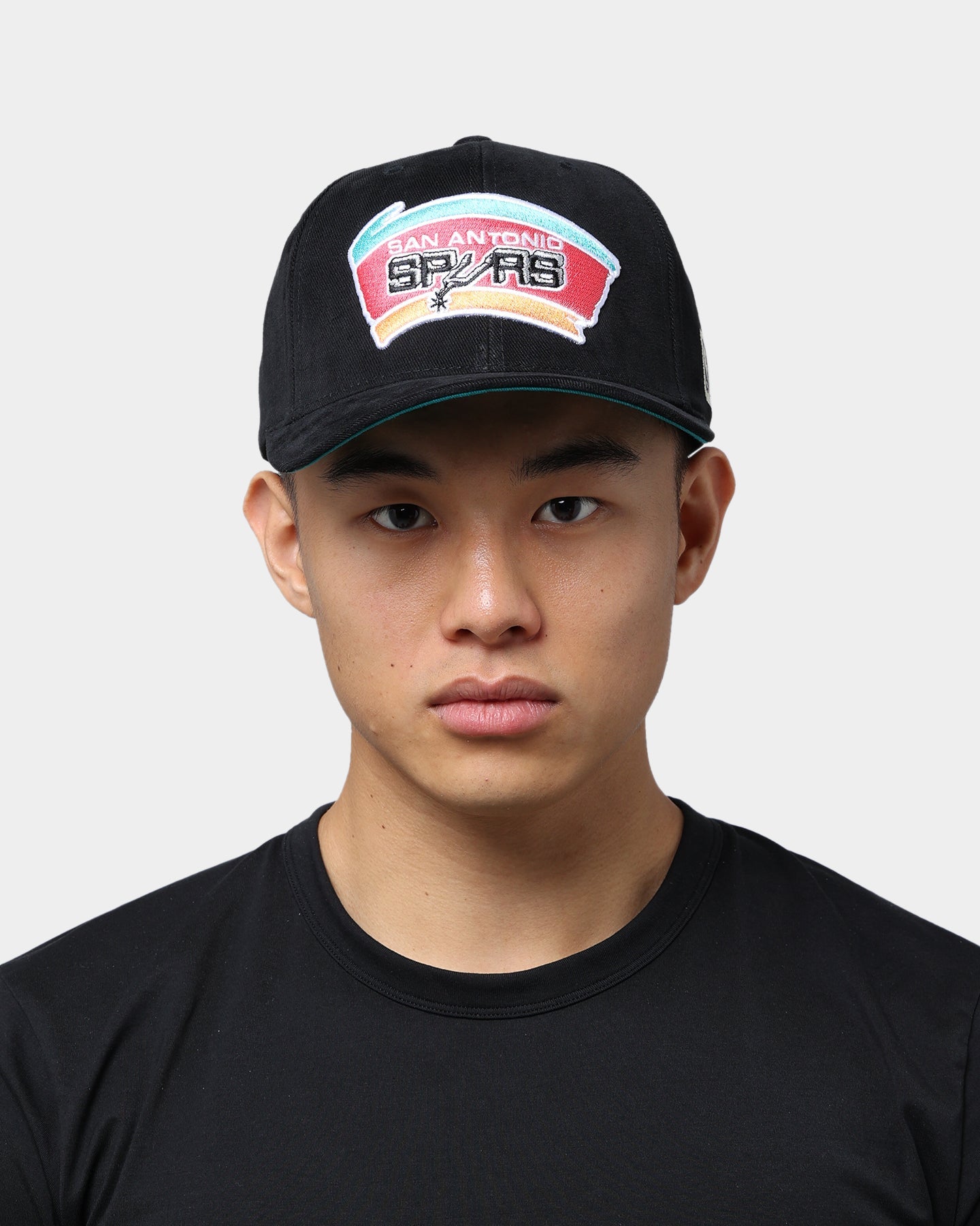 Mitchell & Ness San Antonio Spurs Hard Wood Classics Logo Pro Crown Snapback Black