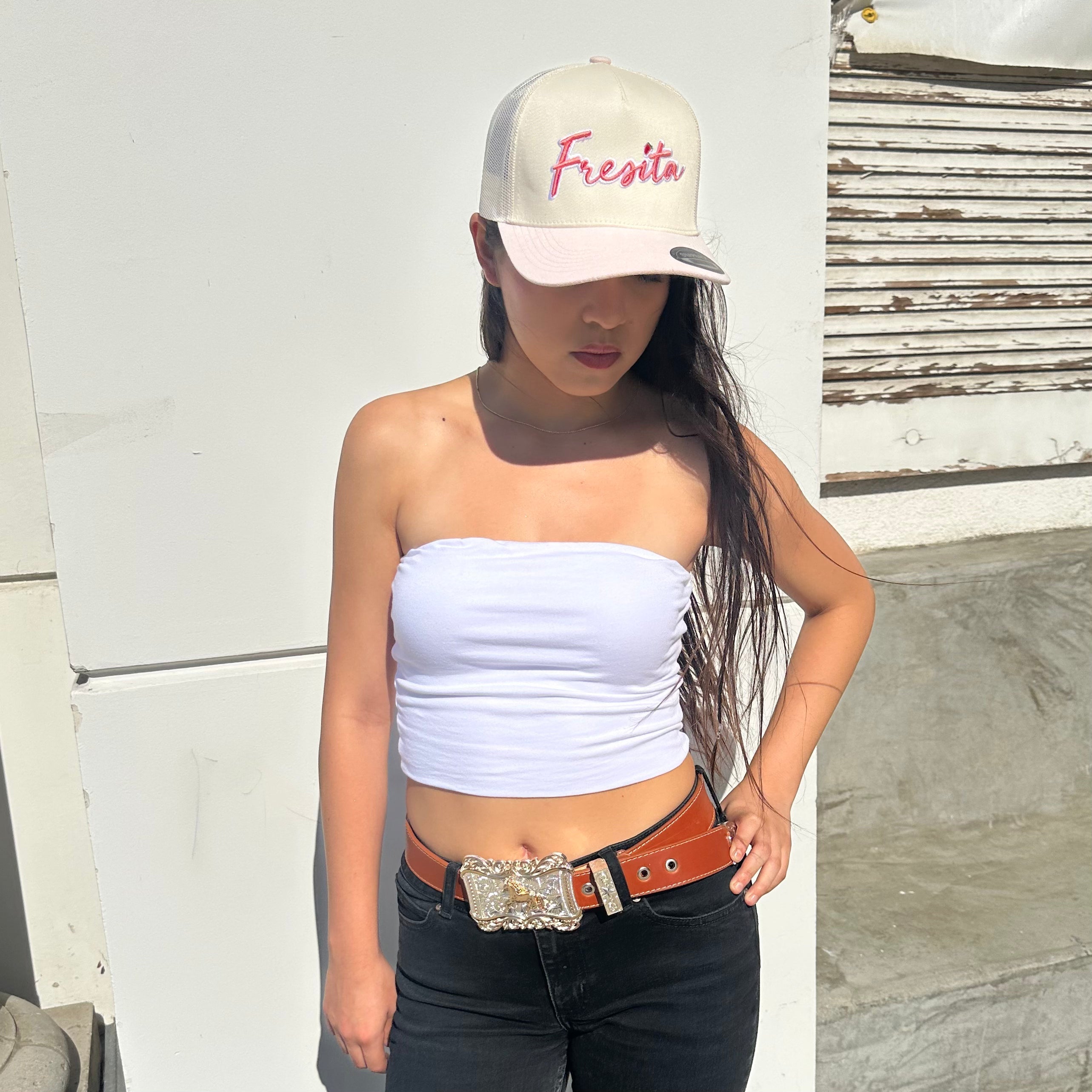 'Fresita' Trucker Hat - Cream / Pink